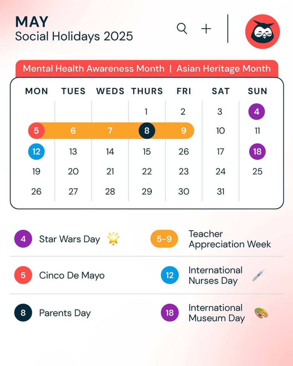 May 2025 social media holidays